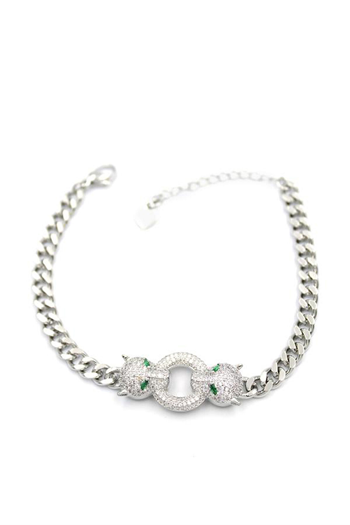 Zirkon Taşlı Leopar Bileklik - Gümüş
