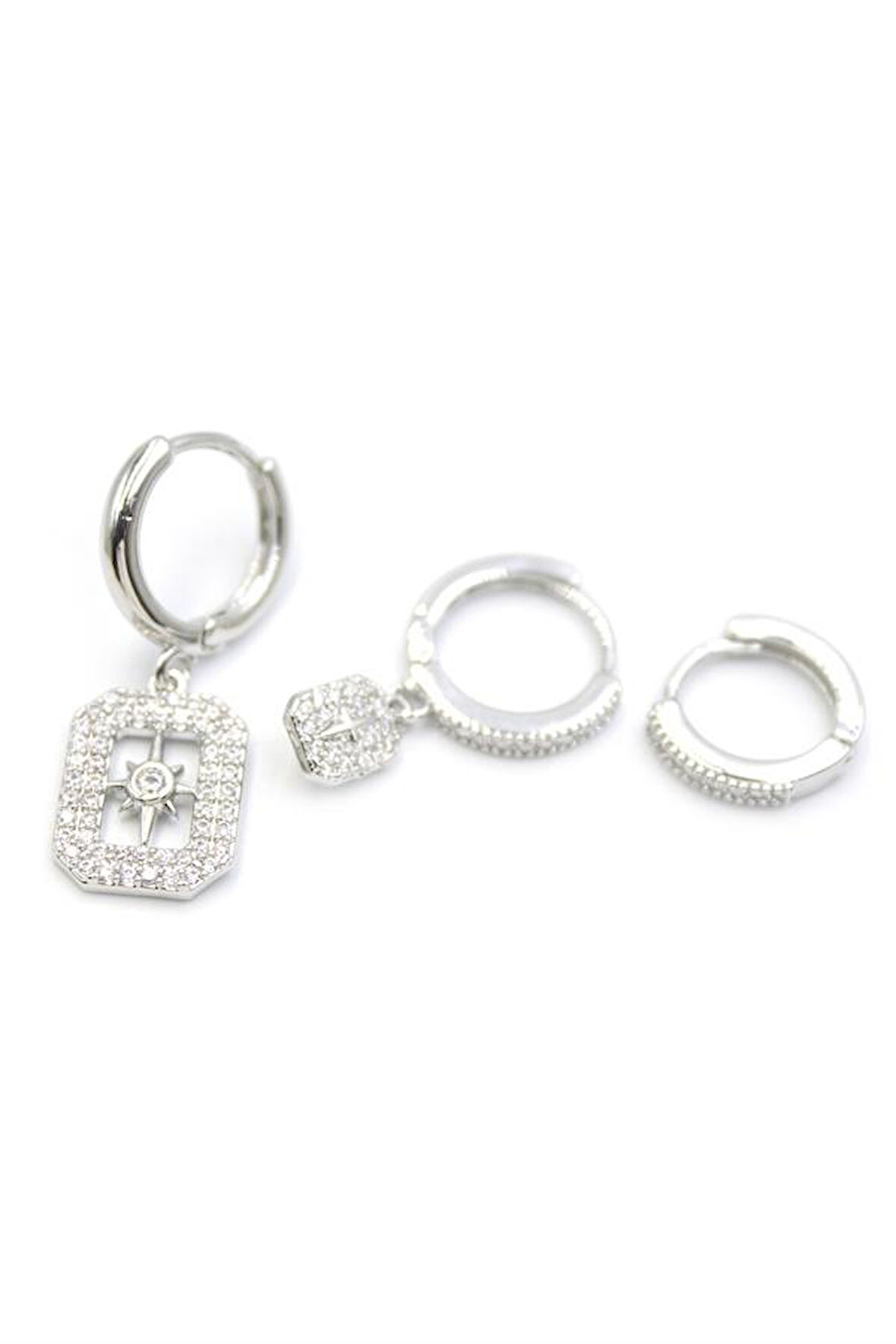 3'lü Kutup Yıldızı Küpe - Gümüş