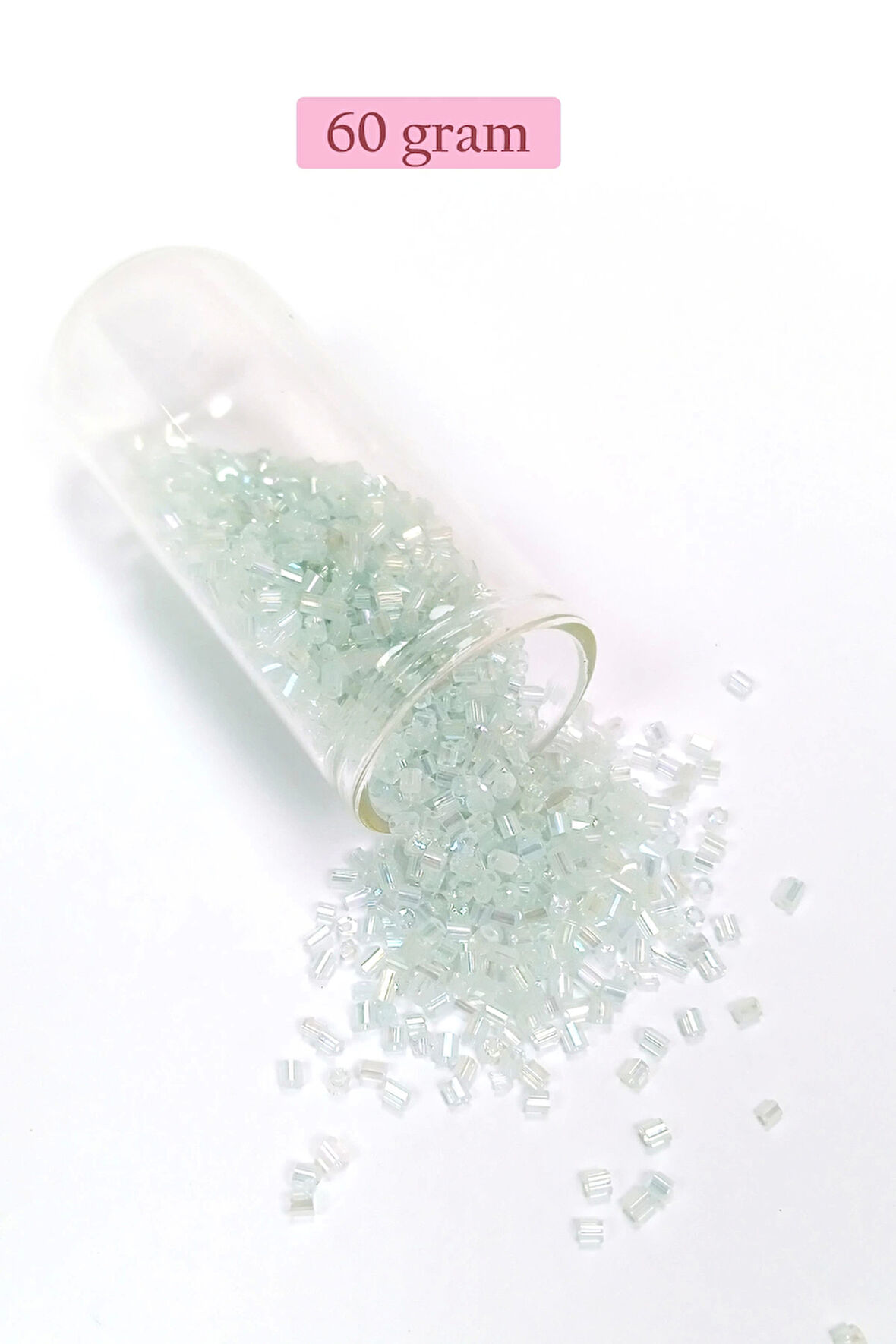 Kesme Cam Boncuk 2mm - 60 Gram - Şeffaf Beyaz - BNC368