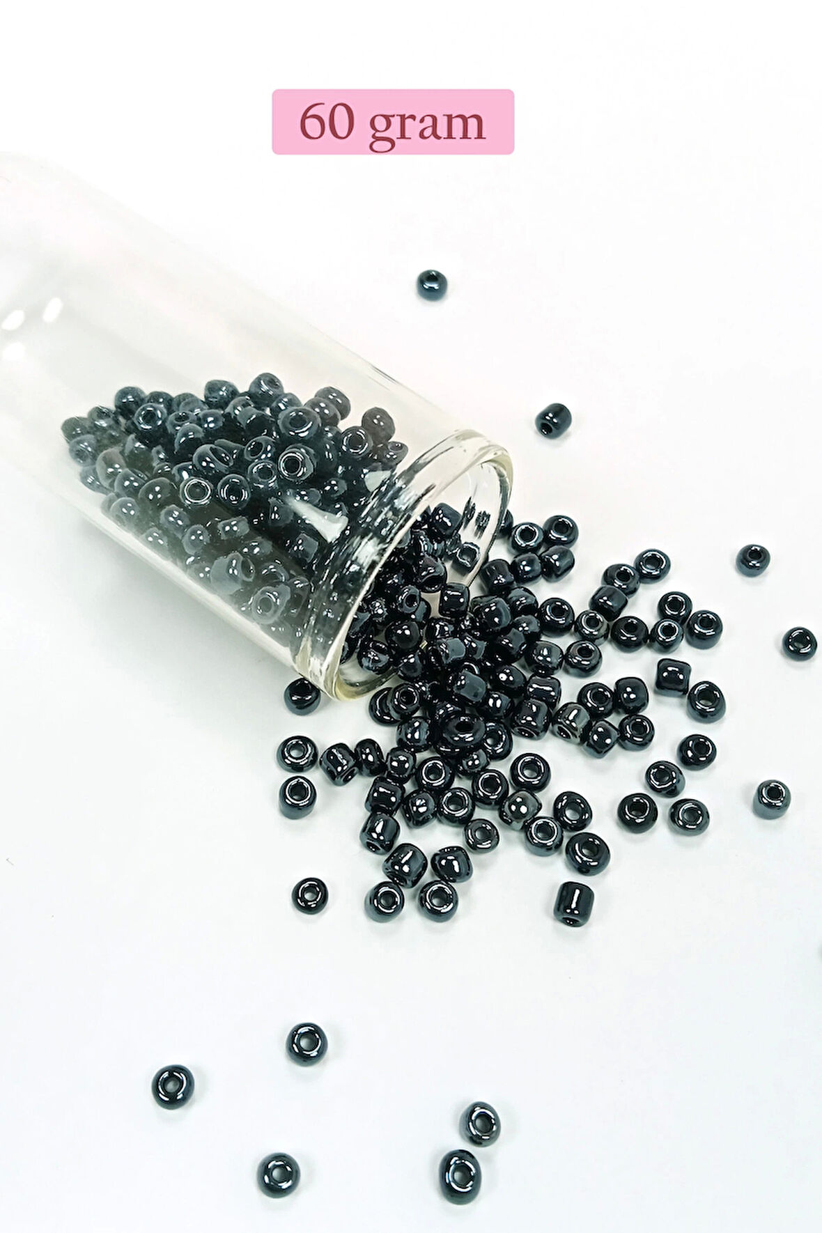 Dökme Cam Kum Boncuk Büyük Boy (6/0) 4 mm - 60 Gram - Siyah - BNC120
