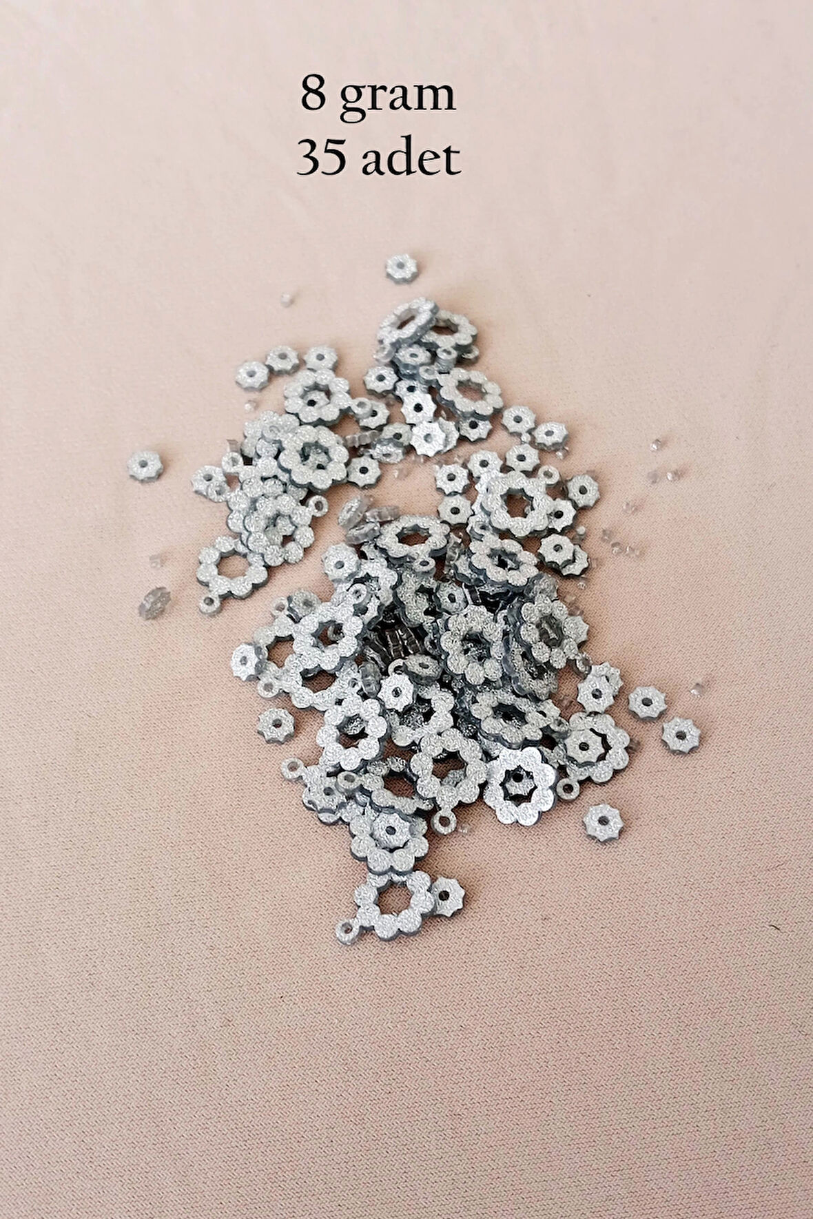 Oya Abiye Bileklik Kolye Pleksi Metalik Plastik Pul Gümüş Renk 8 gram 35 adet - BNC501