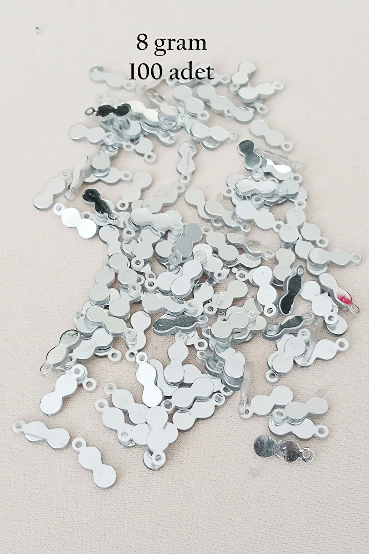 Oya Abiye Bileklik Kolye Pleksi Metalik Plastik Pul Gümüş Renk 8 gram 100 adet - BNC508