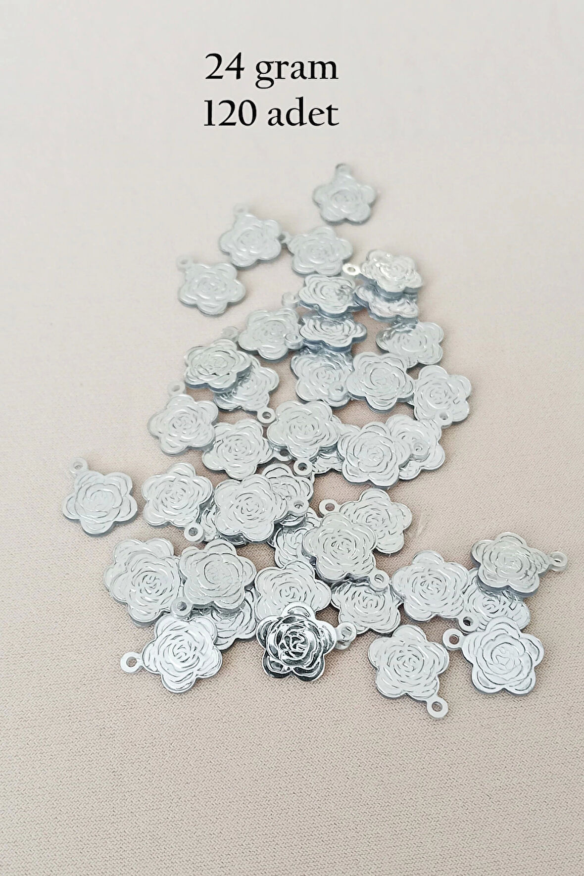 Oya Abiye Bileklik Kolye Pleksi Metalik Plastik Pul Gümüş Renk 24 gram 120 adet - BNC584