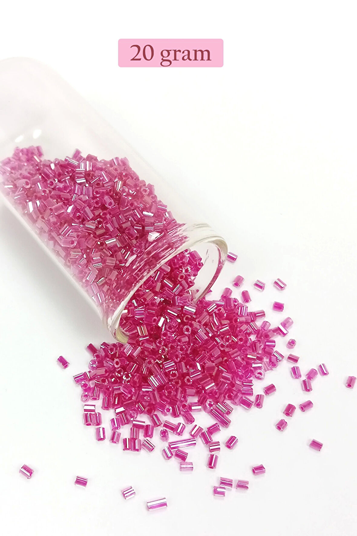 Kesme Cam Boncuk 2mm - 20 Gram - Şeffaf Pembe -BNC334