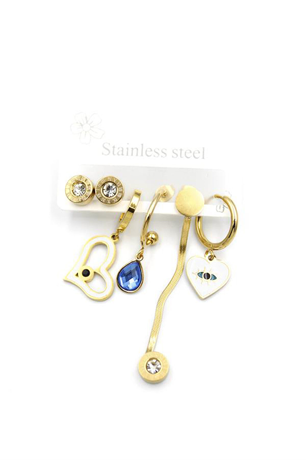 Çoklu Çelik Küpe - Altın