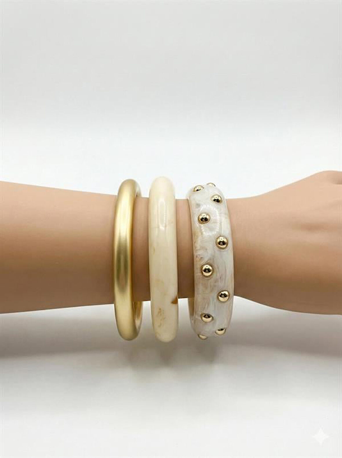 3'Lü Set Bilezik - Beyaz