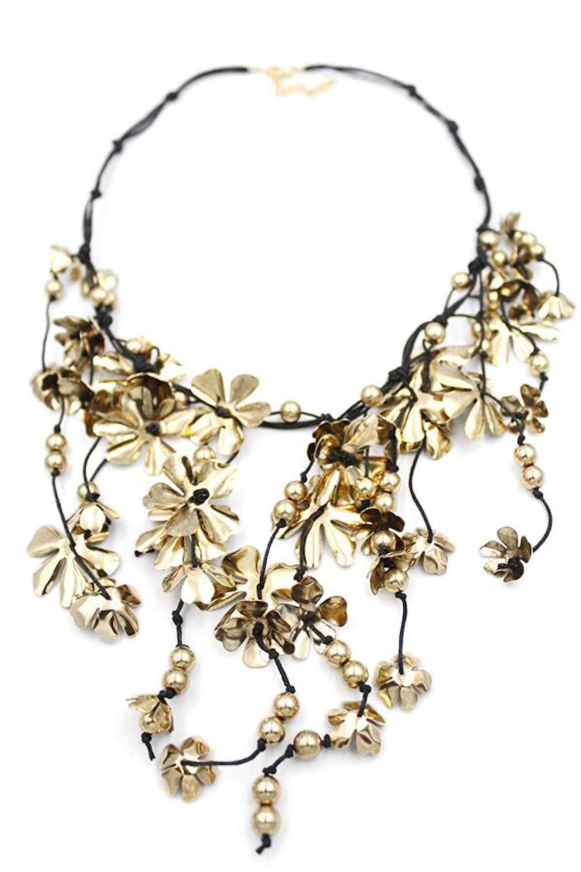 Metal Çiçek Kolye - Altın