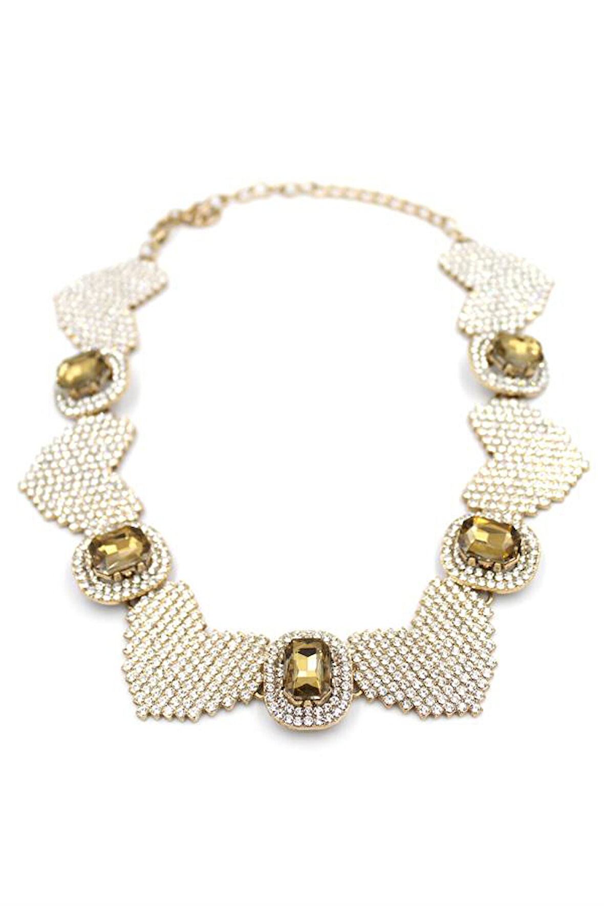 Taşlı Kalp Kolye - Altın