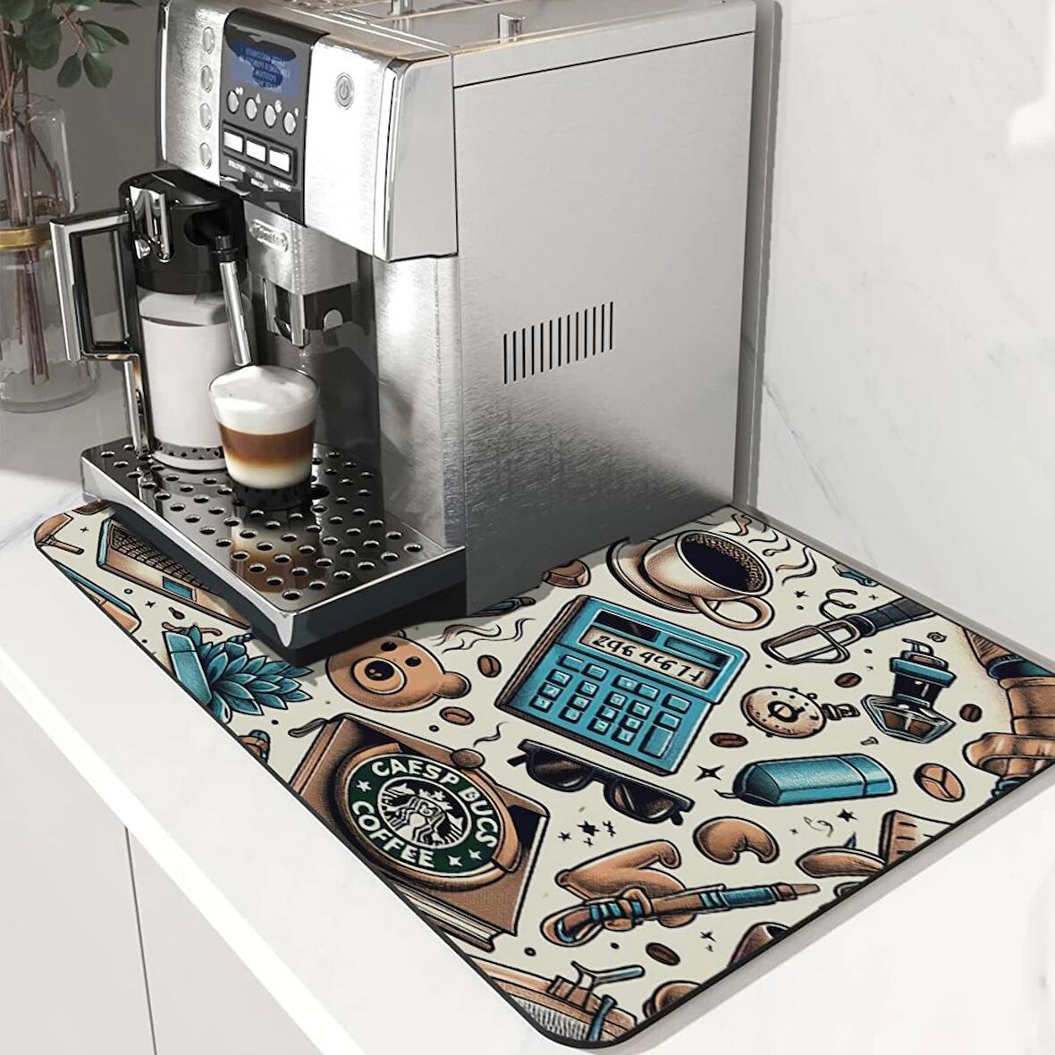 Valerine Life Kahve Makinesi Matı Su Geçirmez Kaymaz Çaycı, Çay Espresso Makinesi Pad 35x45cm