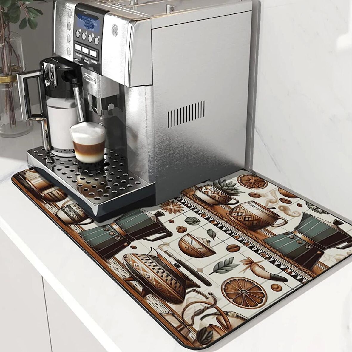 Valerine Life Kahve Makinesi Matı Su Geçirmez Kaymaz Çaycı, Çay Espresso Makinesi Pad 35x45cm