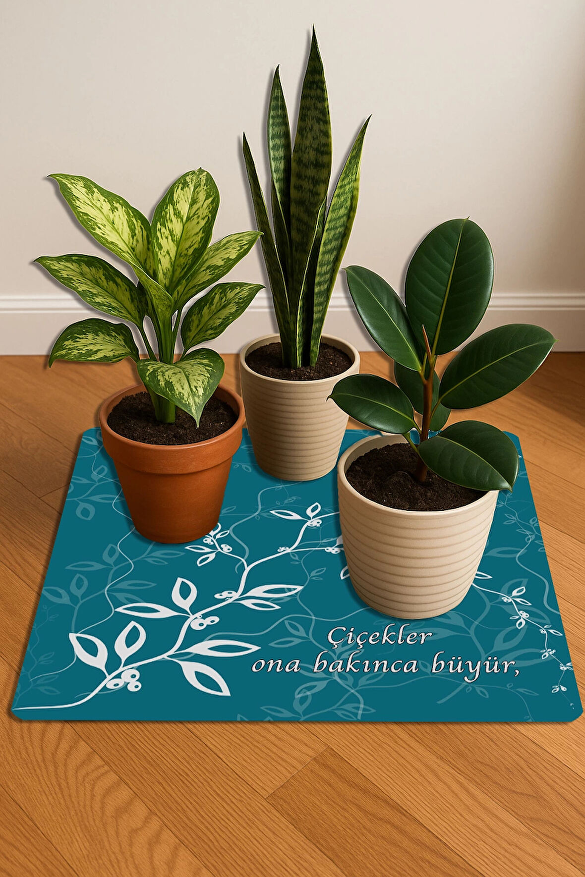 Valerine Life Çiçek Saksı Matı Salon Balkon Bitkileri Zemin Koruyucu Kaymaz Saksı Altlığı 60x60cm 27250623