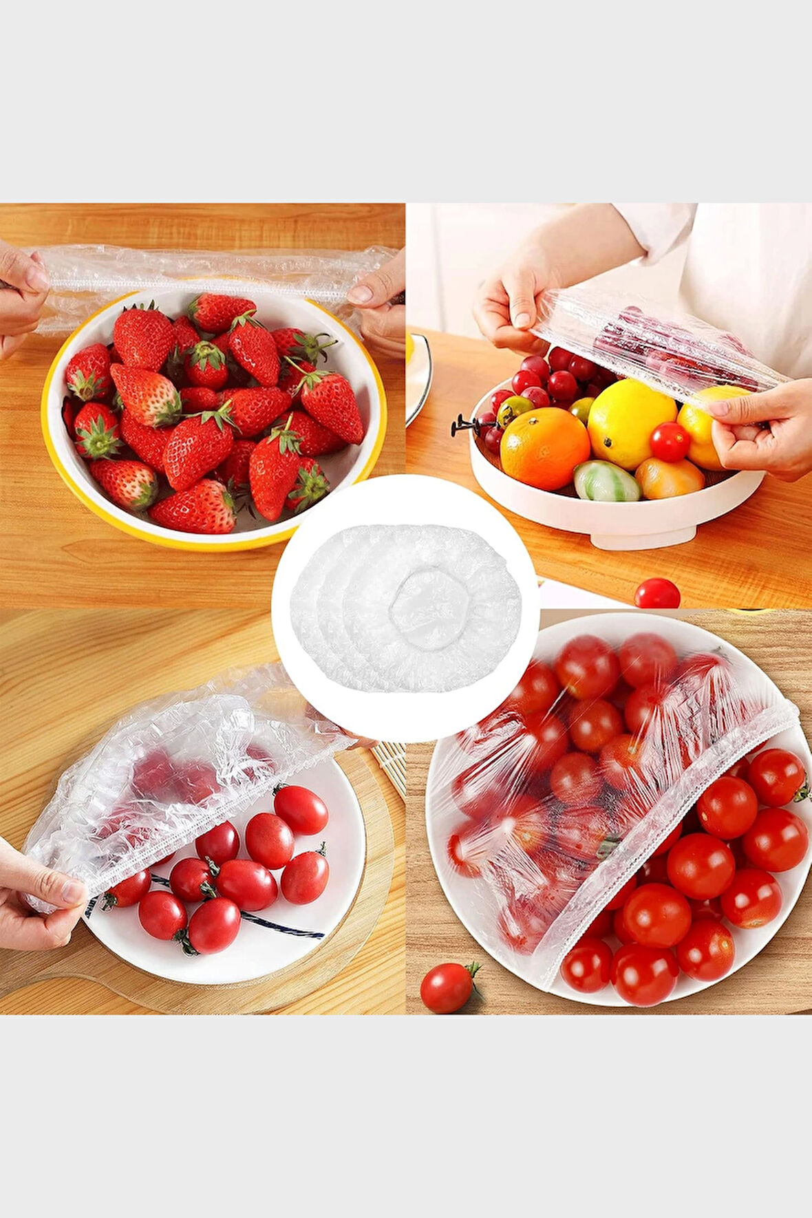 MivelaCure Lastikli Buzdolabı Poşeti 50x40cm Şeffaf Gıda Saklama Torbası Piknik Kamp Poşeti 100 Adet