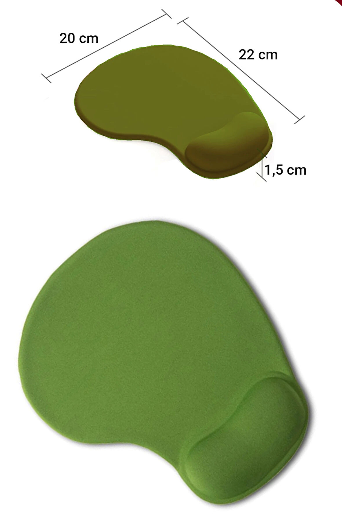 SonicTouch Bilek Destekli Yeşil Damla Tipi Pürüzsüz Yüzey Dikişsiz Gamer Oyuncu Mouse Pad 20x22cm