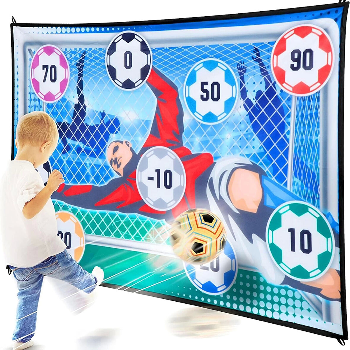 SonicTouch Hedefe Atma Futbol Kalesi Çocuk Top Skor Oyun Matı Katlanabilir Yıkanabilir 100x140cm