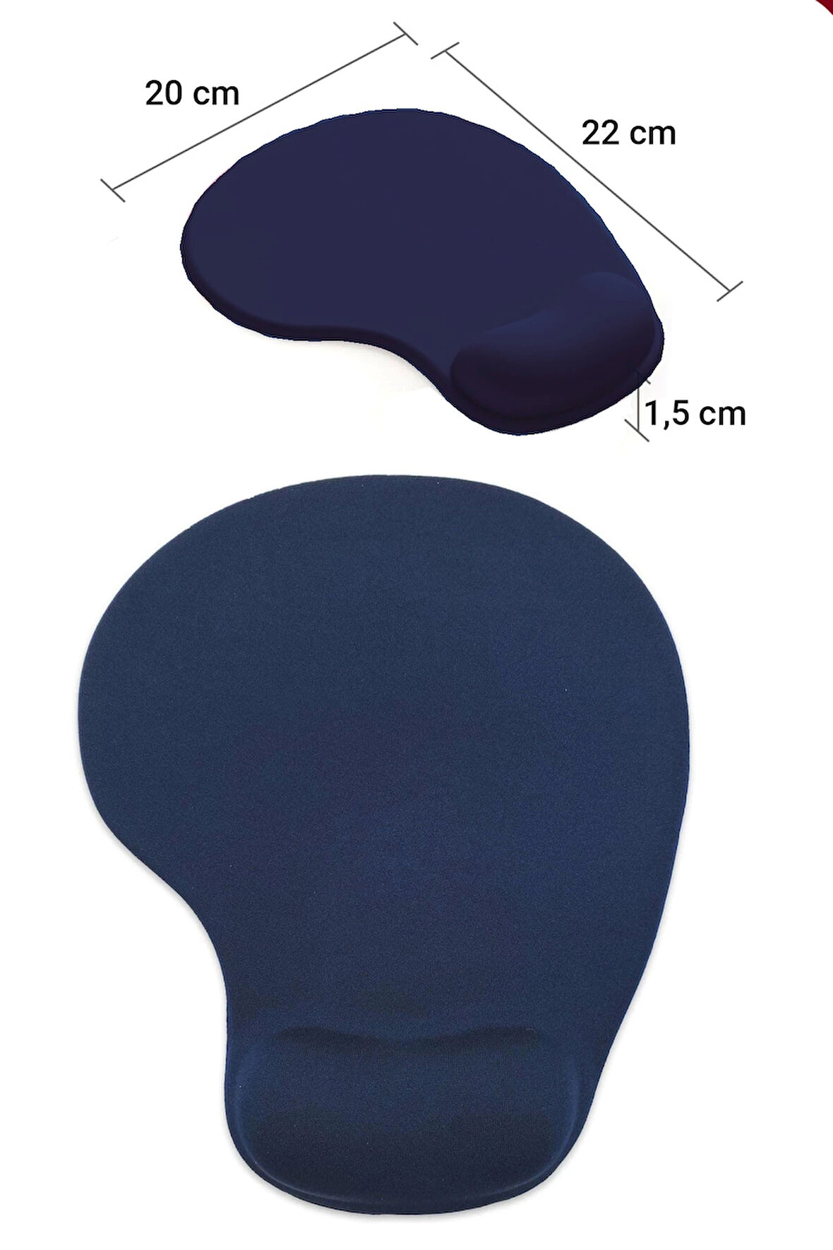 SonicTouch Bilek Destekli Lacivert Damla Tipi Pürüzsüz Yüzey Dikişsiz Gamer Oyuncu Mouse Pad 20x22cm