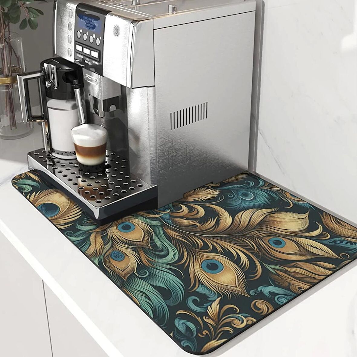 Valerine Life Kahve Makinesi Matı Su Geçirmez Kaymaz Çaycı, Çay Espresso Makinesi Pad 35x45cm