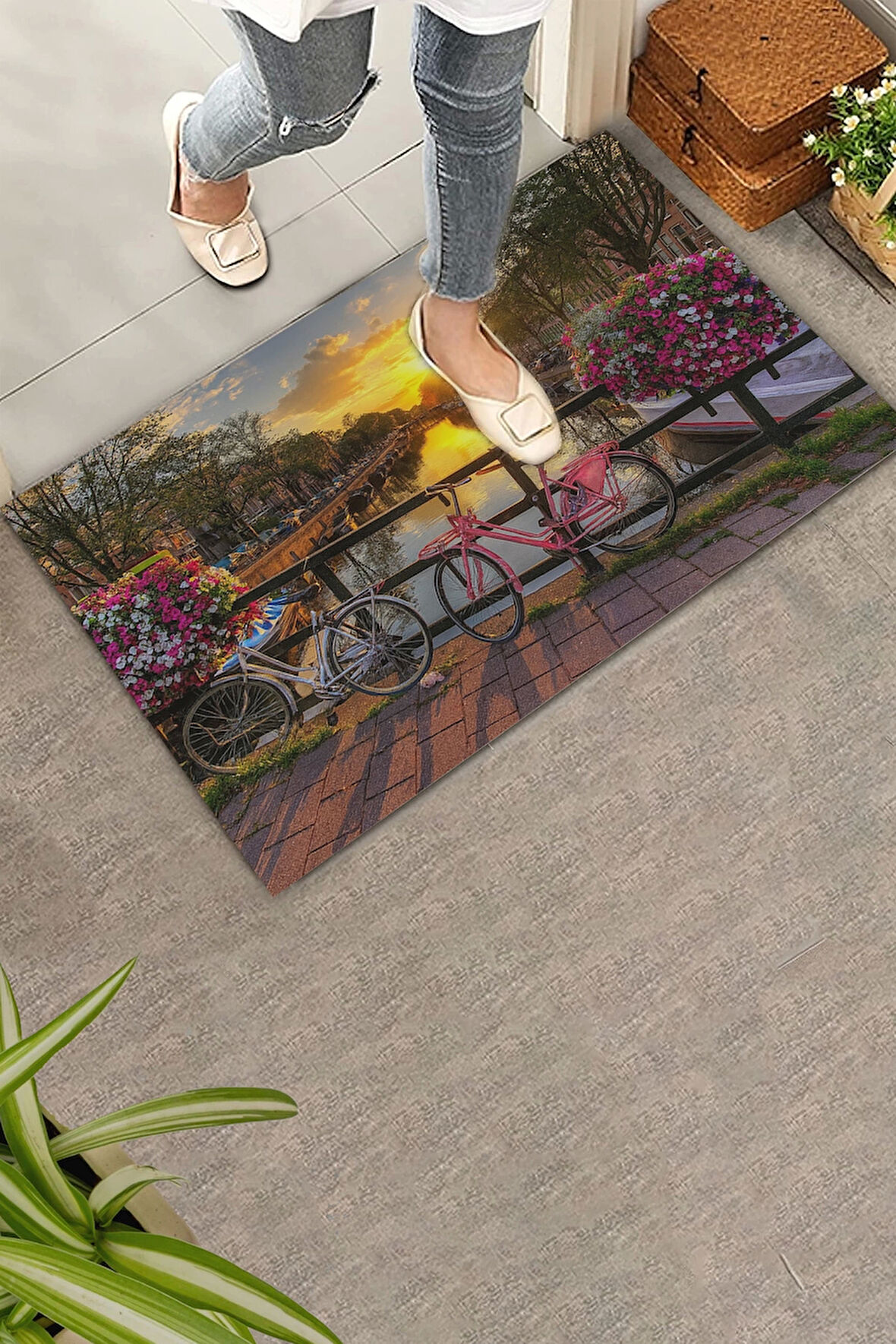 Valerine Life Sevda Köprüsü Gün Batımı Welcome Hoş Geldiniz Kapı Önü Paspası 45x70cm