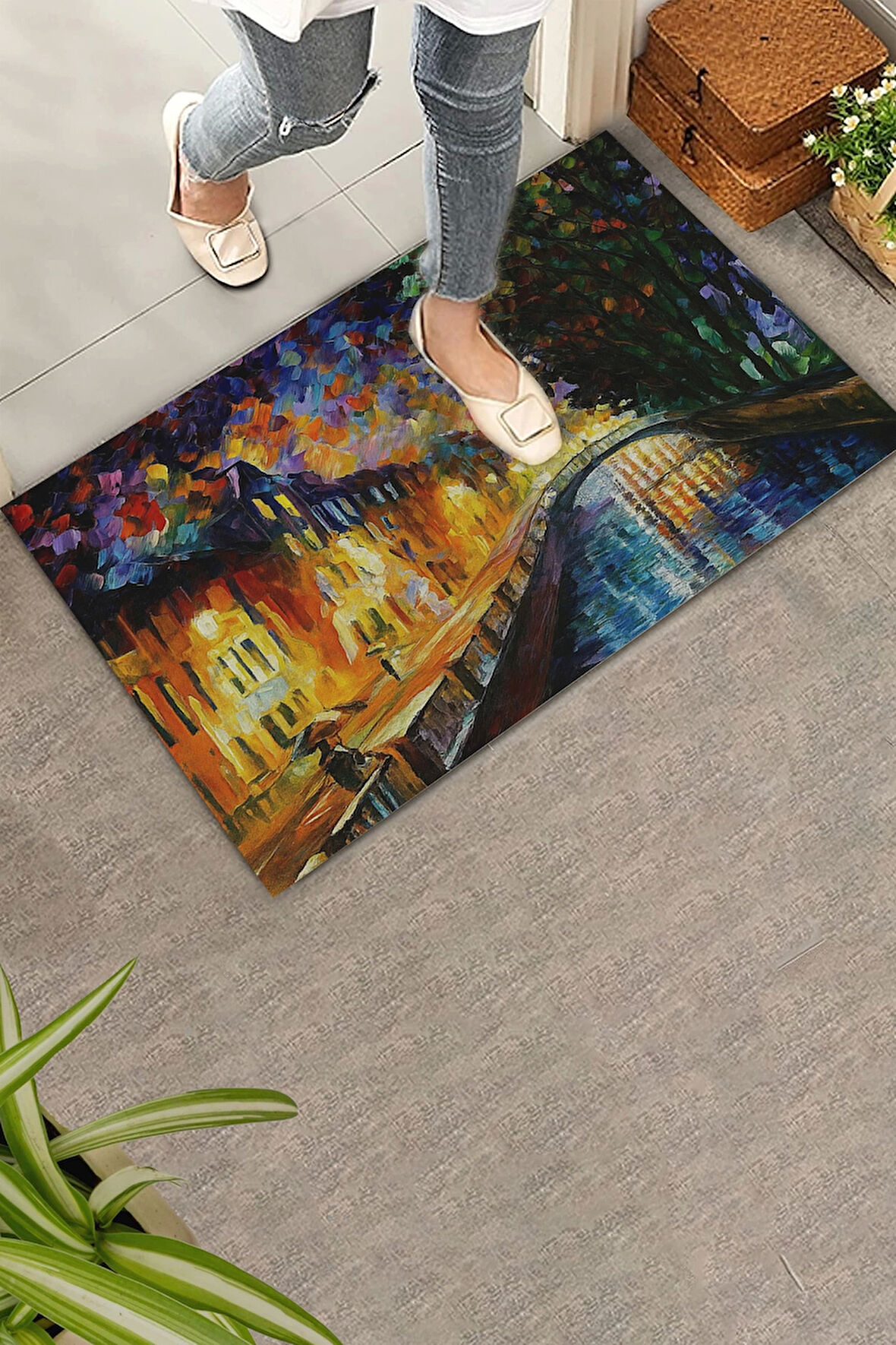 Valerine Life Renklerin Senfonisi Tablosu Welcome Hoş Geldiniz Kapı Önü Paspası 45x70cm