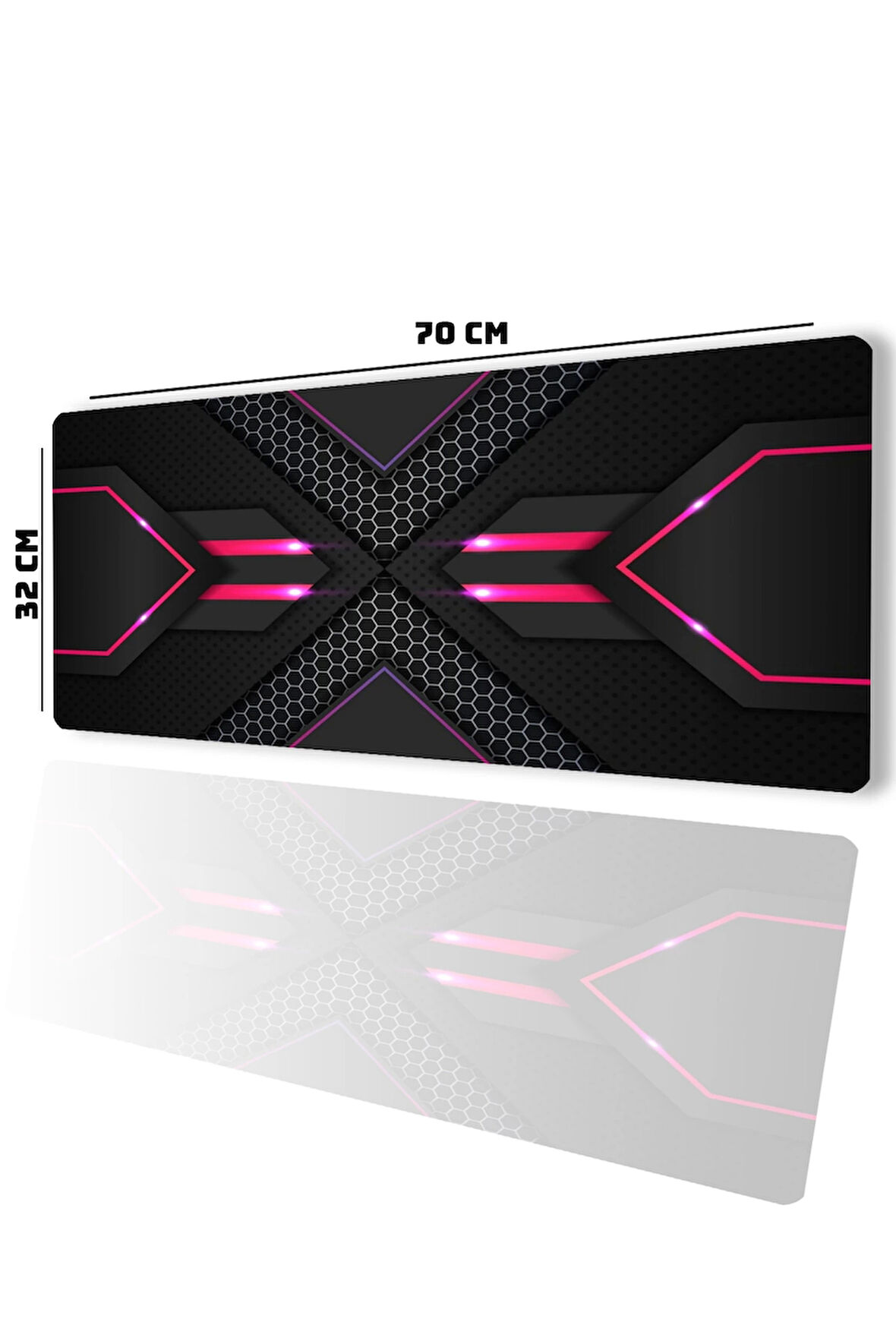 SonicTouch Prizma Kırmızı Petek Gamer Oyuncu Dikişsiz Sıvı Geçirmez Siyah Klavye Mouse Pad 32x70Cm