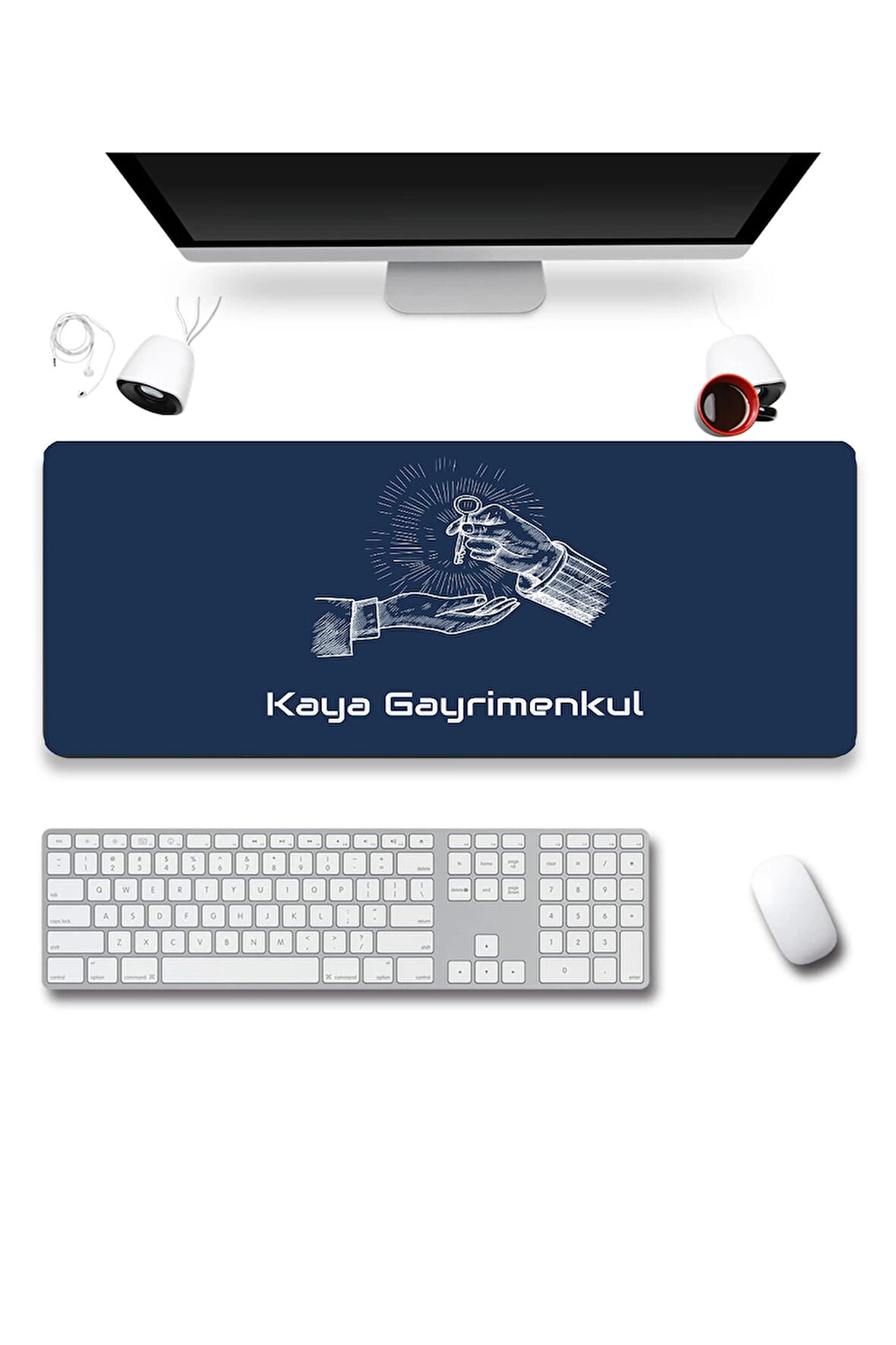 SonicTouch İsme Kişiye Firmaya Özel Emlakçı Gayrimenkul Ofisi Lacivert Xxl Klavye Mouse Pad 40x90cm