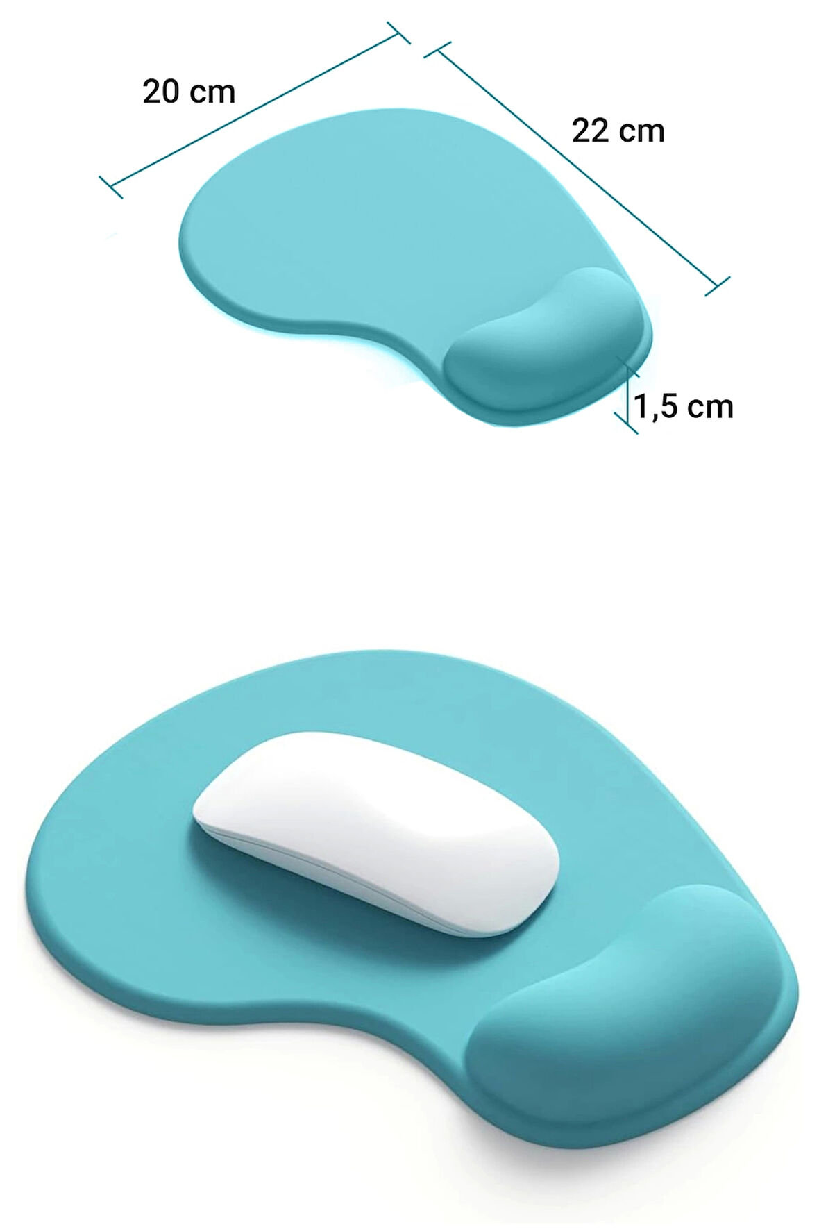 SonicTouch Bilek Destekli Mavi Damla Tipi Pürüzsüz Yüzey Dikişsiz Gamer Oyuncu Mouse Pad 20x22cm