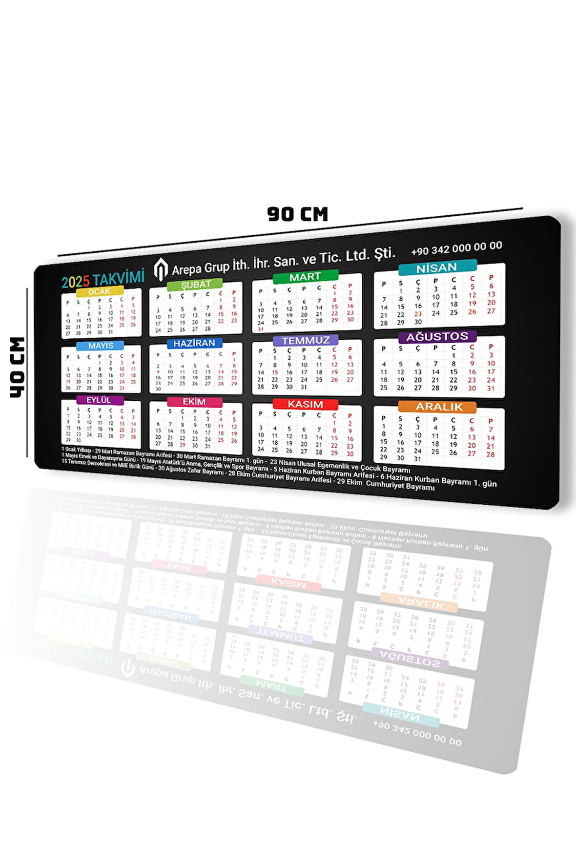 SonicTouch UltraGrand 2025 Takvimi Kişiye Firmaya Özel Promosyon Xxl Sıvı Geçirmez Masa Üstü Klavye Mouse Pad 40x90Cm