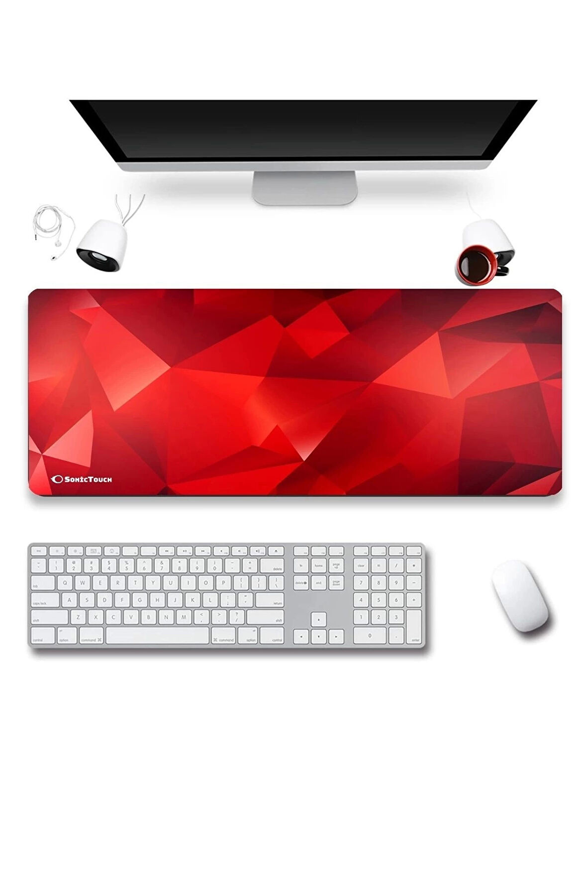 SonicTouch UltraGrand Kızıl Prizma Gamer Oyuncu Xxl Kırmızı Klavye Mouse Pad 40x90Cm