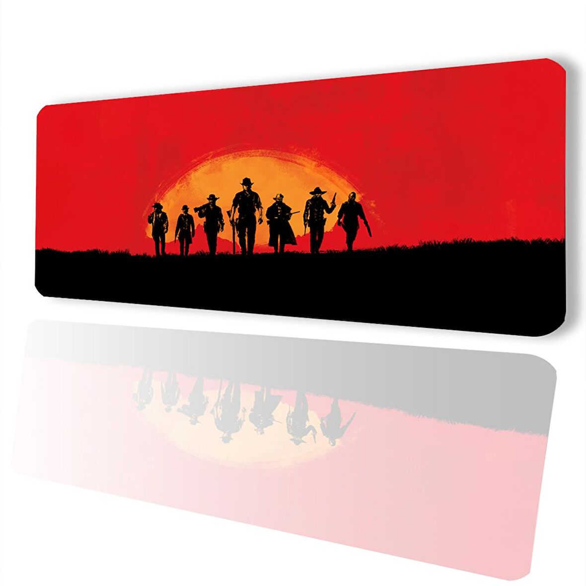 SonicTouch Red Dead Redemption Kaymaz Gaming Oyuncu Dikişsiz Kırmızı Klavye Mouse Pad 32x70Cm