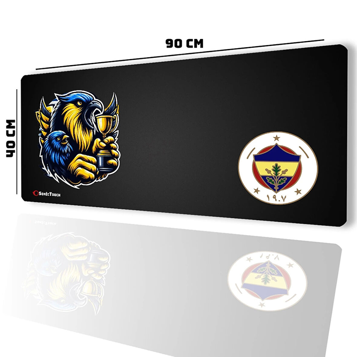 SonicTouch UltraGrand Şanlı FB Taraftar 1907 Xxl Gamer Oyuncu Sarı Lacivert Klavye Mouse Pad 40x90Cm