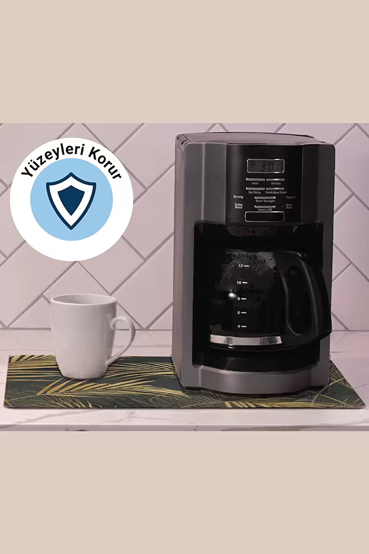 Valerine Life Kahve Makinesi Matı Sıvı Geçirmez Kaymaz Çaycı Espresso Makinesi Pad 35x45cm 27250201