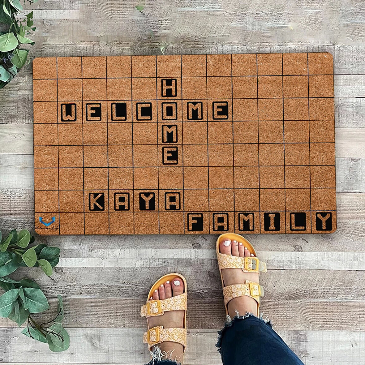 Valerine Life Scrabble Welcome Home Kişiye, İsme ve Aileye Özel Family Kapı Önü Paspası 45x70cm