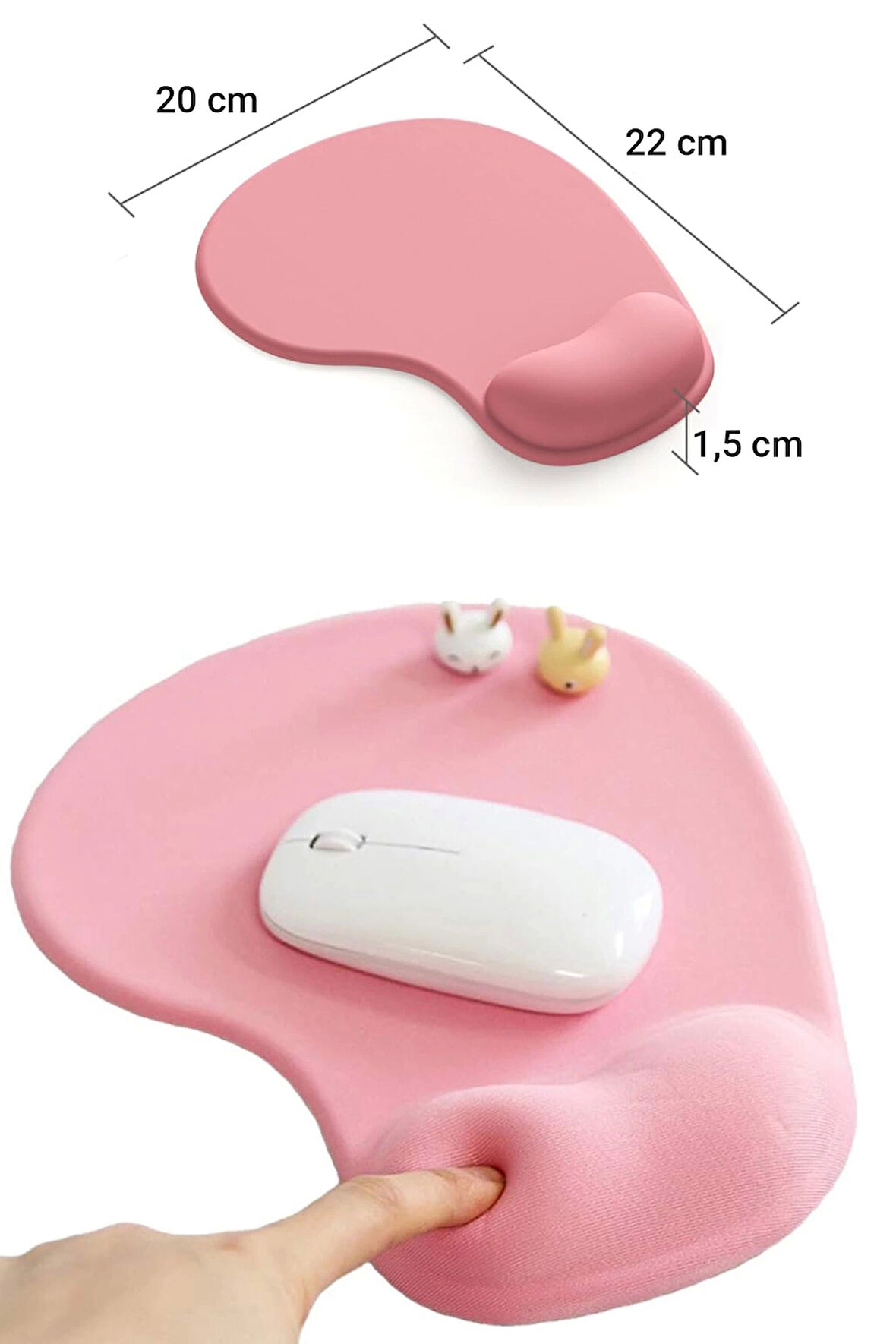 SonicTouch Bilek Destekli Pembe Damla Tipi Pürüzsüz Yüzey Dikişsiz Gamer Oyuncu Mouse Pad 20x22cm