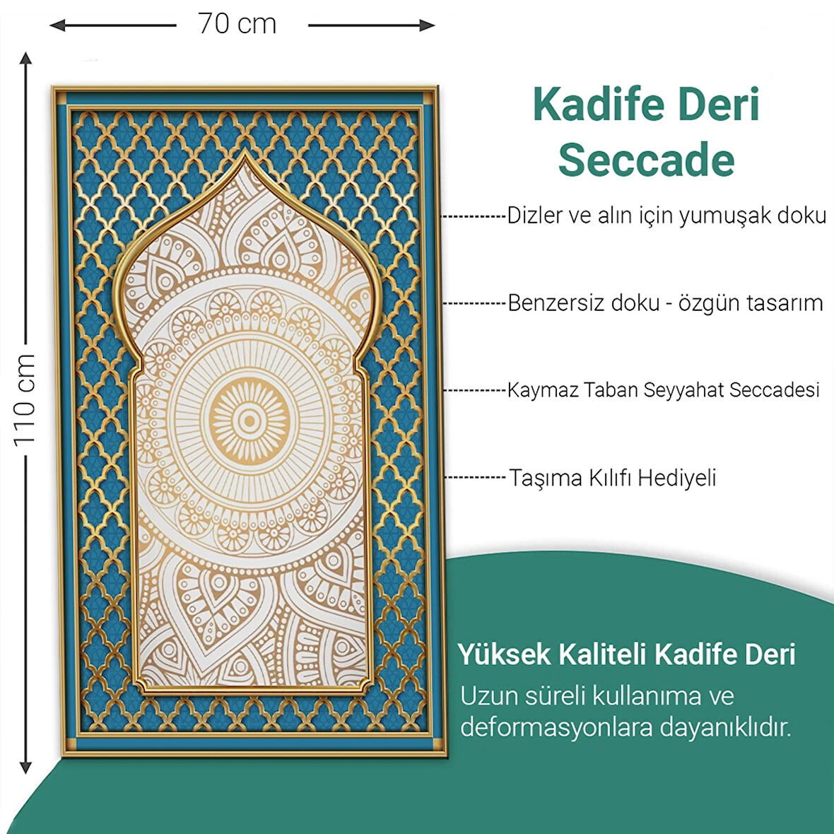 Ravabi Rug Araç İçi İşyeri Deri Taban Namazlık Çantalı Hediyelik Seyahat Seccadesi 70x110cm 21231018