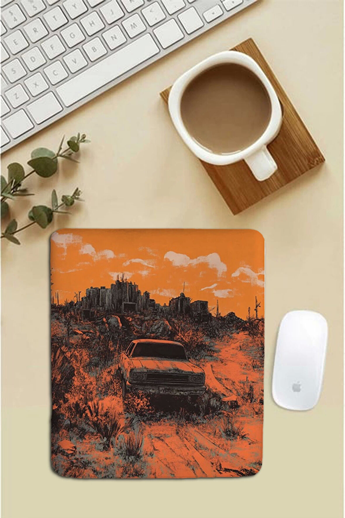 SonicTouch Bilek Destekli Teksas Bozkırı Turuncu Dikdörtgen Pürüzsüz Dikişsiz Mouse Pad 18x22cm