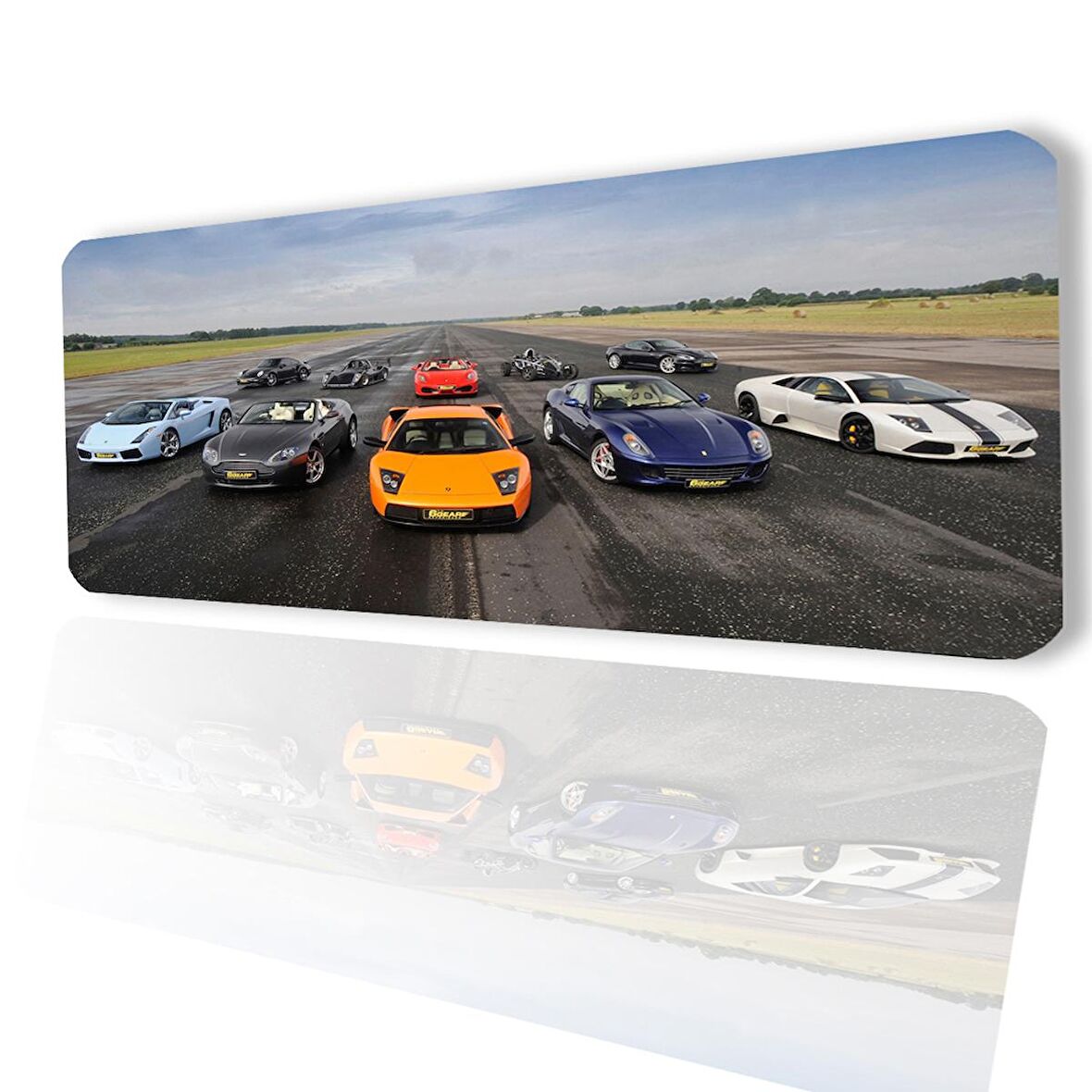 SonicTouch Car Race Arabalar Kaydırmaz Gaming Oyuncu Masaüstü Dikişsiz Siyah Turuncu Klavye Pad 32X70Cm