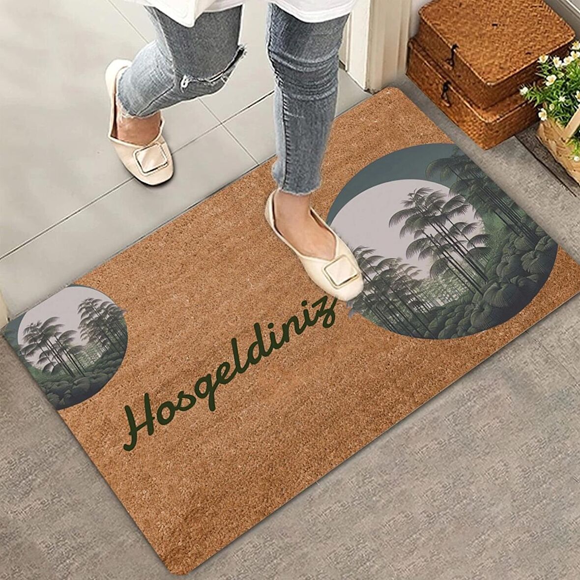 Valerine Life Amazon Bambu Ormanı Hoş Geldiniz Kapı Önü Paspası 45x70cm