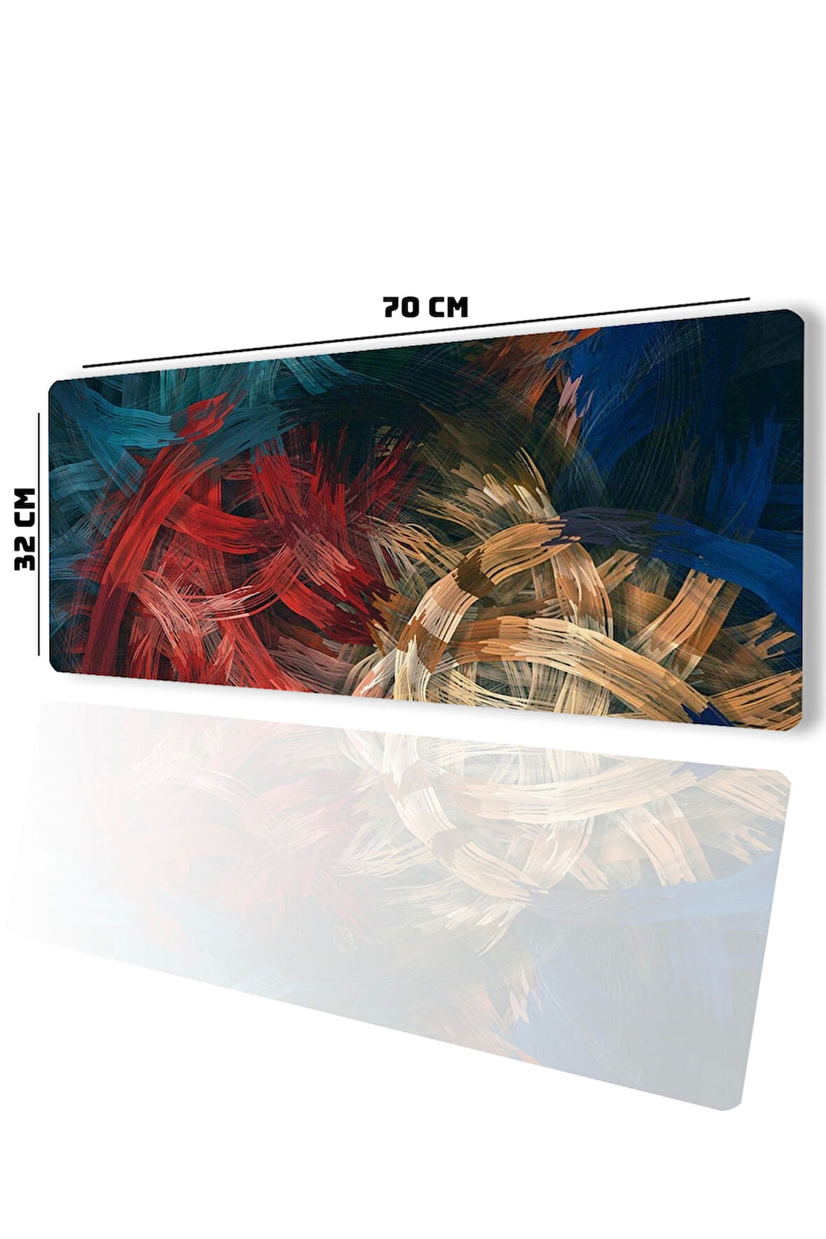 SonicTouch Soyut Renkli Çizgiler Gamer Oyuncu Dikişsiz Sıvı Geçirmez Klavye Mouse Pad 32x70Cm