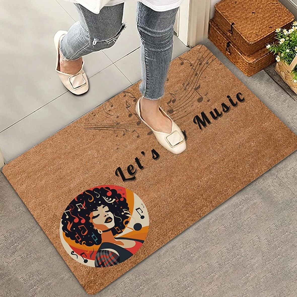 Valerine Life Let's Go Music Kapı Önü Paspası 45x70cm