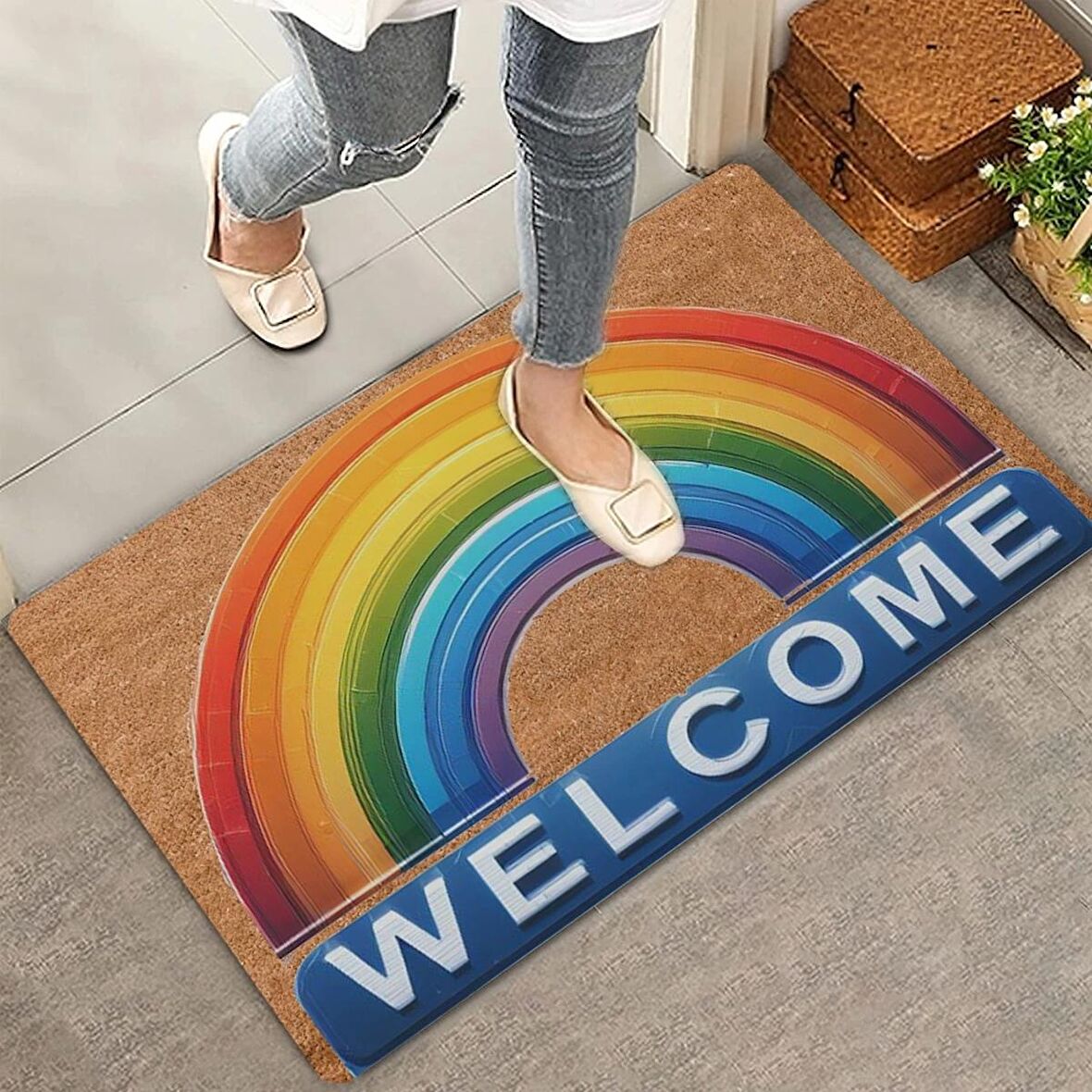Valerine Life Gökkuşağı Welcome Kapı Önü Paspası 45x70cm