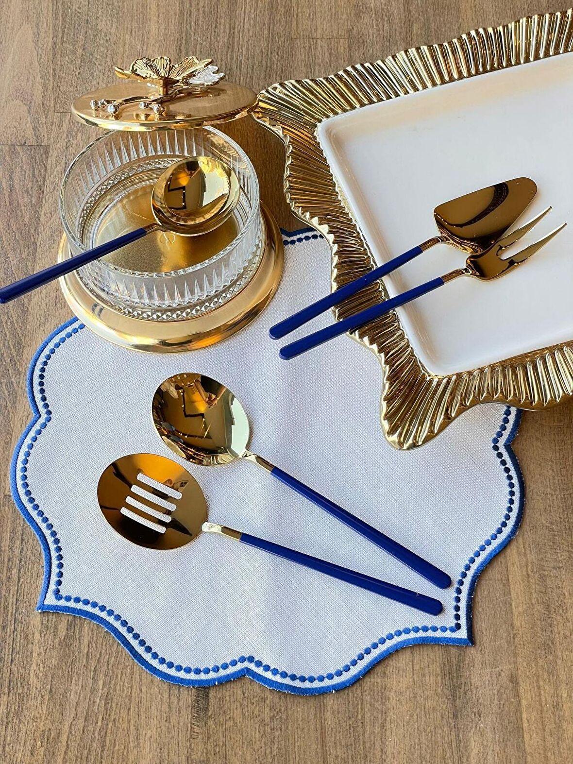 Allegra Blue Gold 5 Parça Sosluk Kepçe Seti