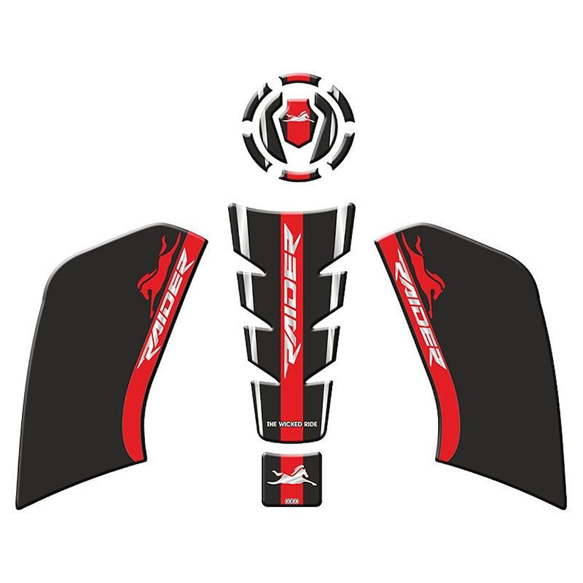 Gogo Tank Pad Set 006 Siyah Kırmızı - TVS Raider 125