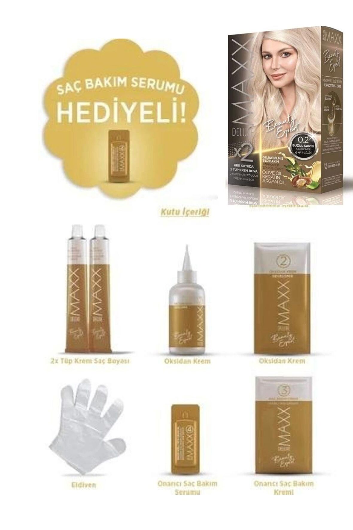 Maxx Deluxe Saç Boyası Set Buzul Sarısı 0/2