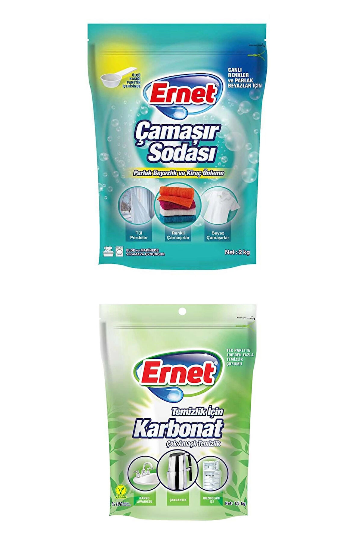 Çamaşır Sodası 2 Kg 1 Adet Karbonat 1,5 Kg 1 Adet Toplam 2 Adet