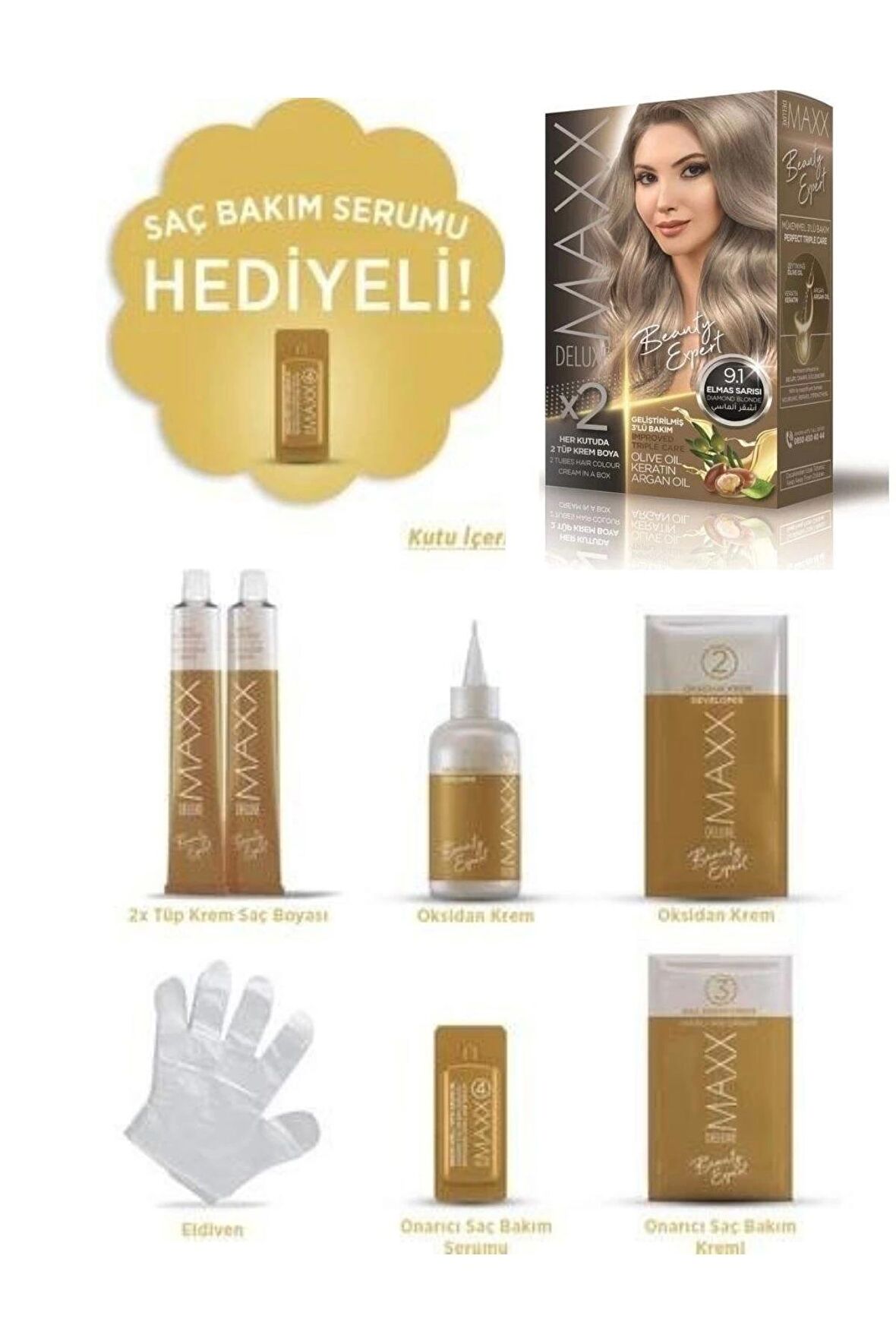 Maxx Deluxe Elmas Sarısı Saç Boyası Set 9/1