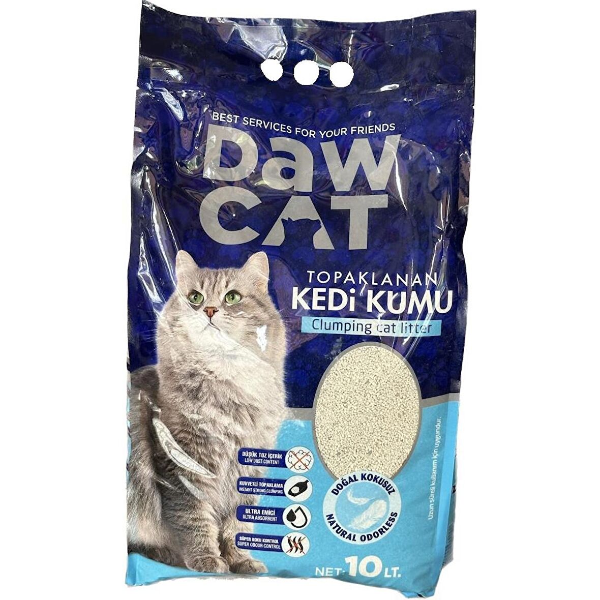 Dawcat 10lt Bentonit Kedi Kumu Doğal Kokusuz