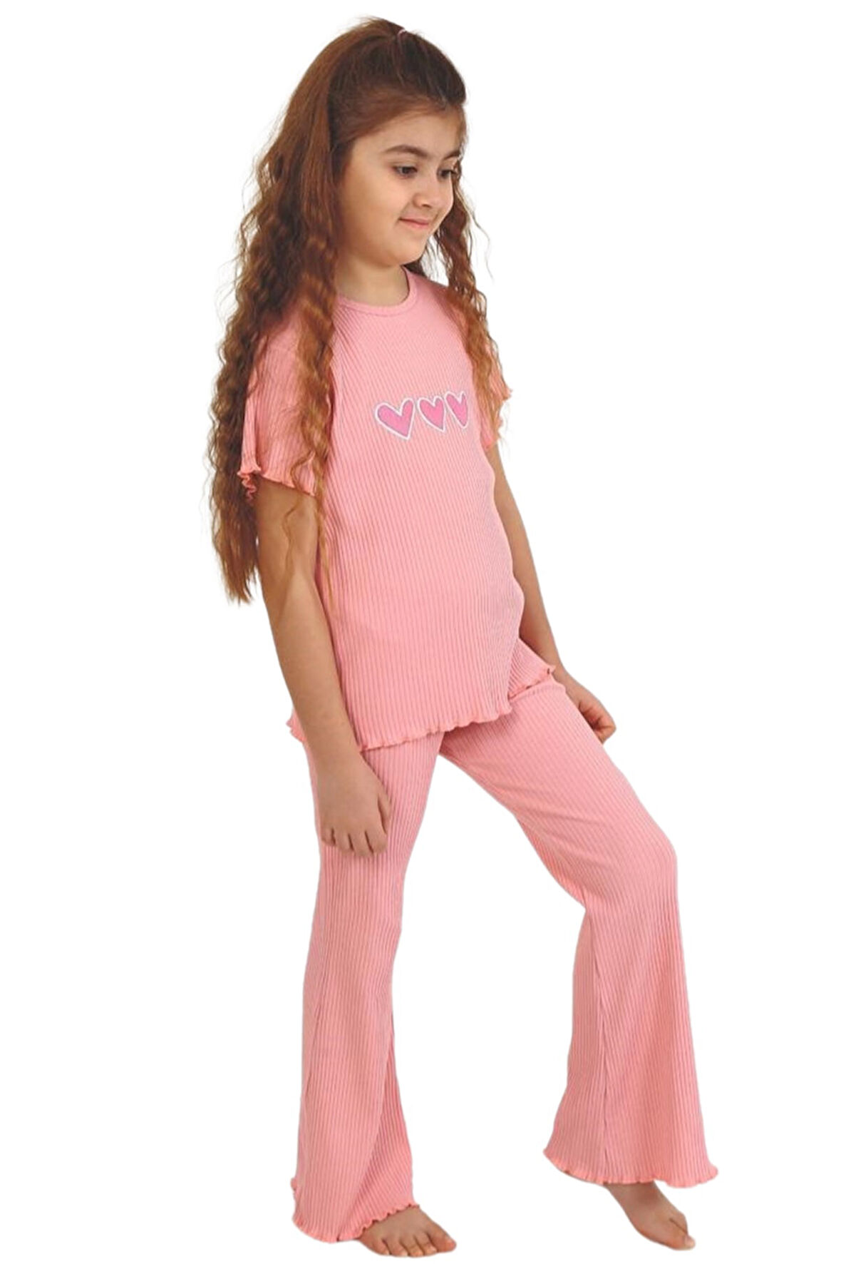 Kız Çocuk Love Baskılı Bisiklet Yaka 2/9 Yaş Takımı