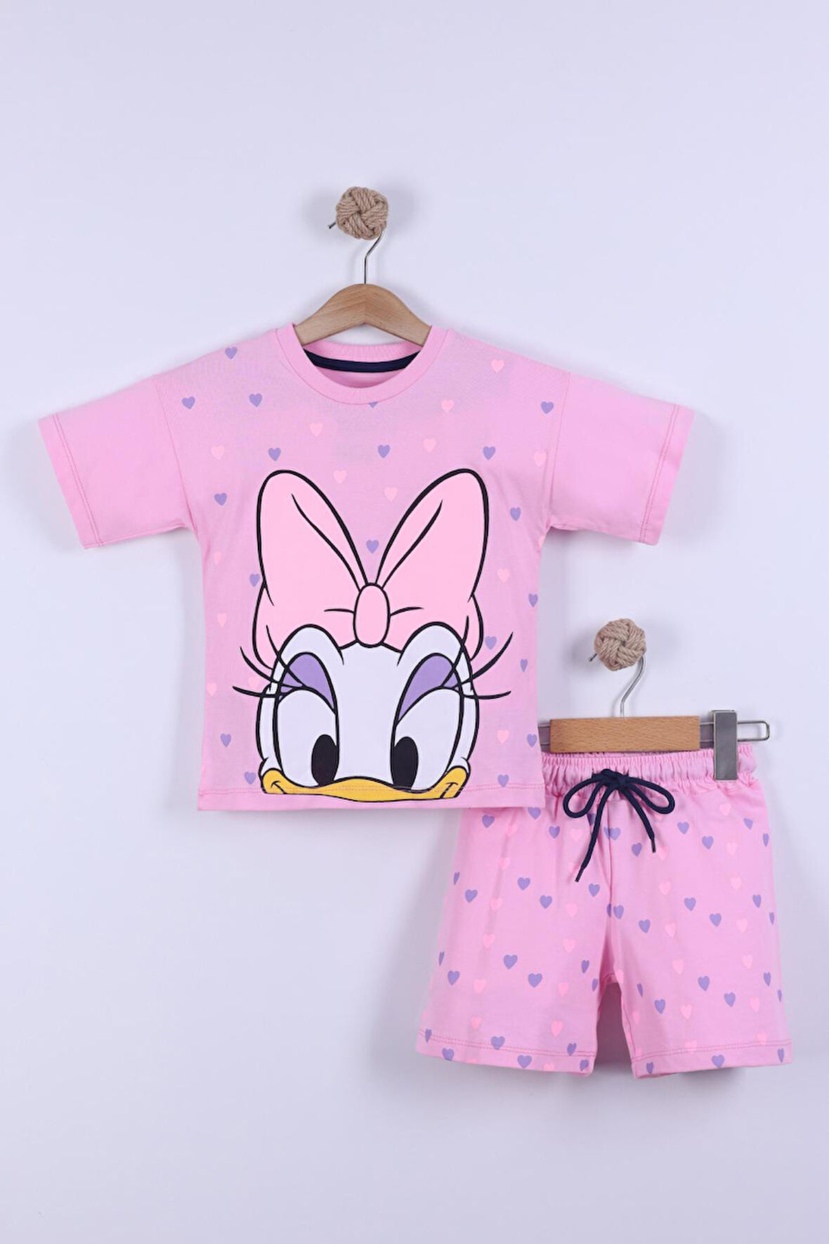 Kalp Baskılı Kız Çocuk T-Shirt Şort Takım 3/6 yaş