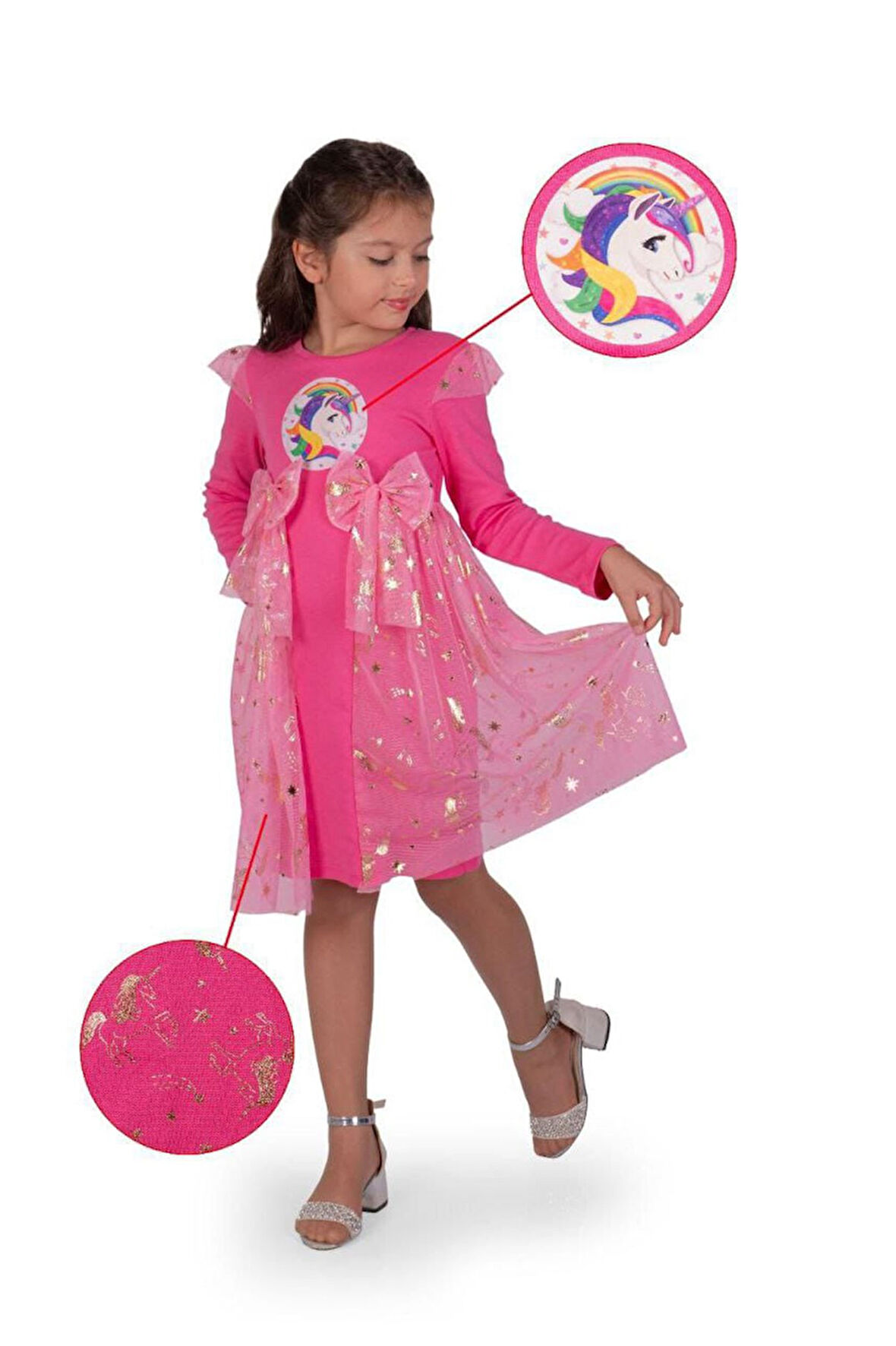 Unıcorn Elbisesi Parti Kıyafeti Dogum Günü ve Gösteri Elbisesi Kostümü