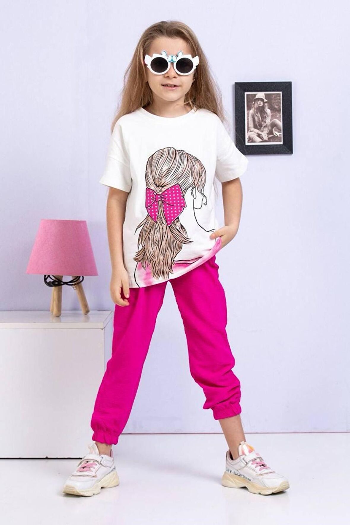 Kız Çocuk  Barbie   Baskılı Bisiklet Yaka 7/14 yaş Garson Boy Eşofman Takımı