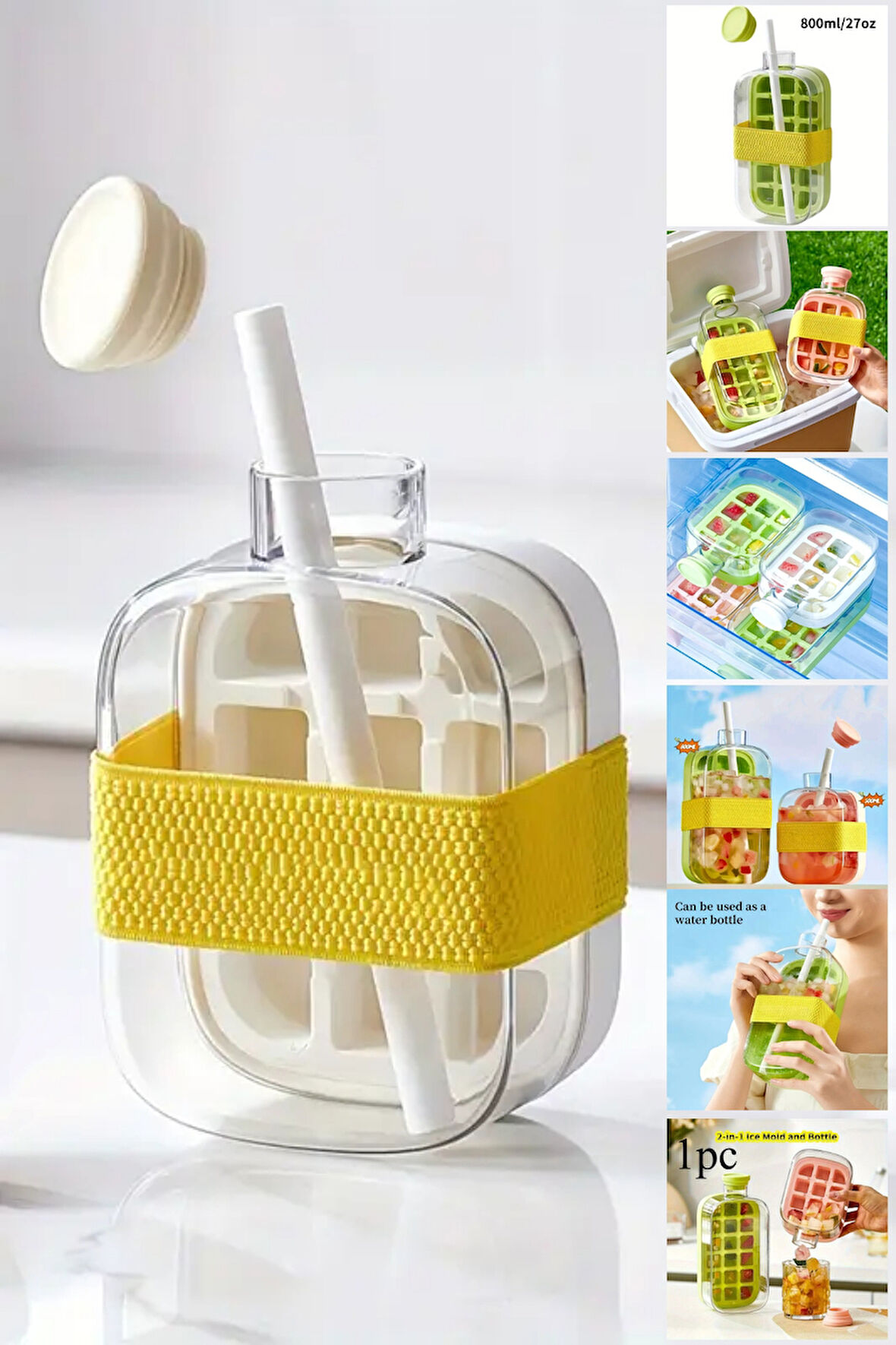 Tilbe Home Yeni Nesil Pipetli Buz Kalıbı Matara Retro Buz Kalıbı Su Şişesi Kapaklı Taşınabilir Buz Küpü 500ml